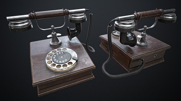 Old Vintage Phone Low-poly Game-Ready PBR model - TurboSquid 2044831