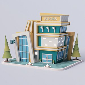 3D Cartoon Modern Bookstore 01