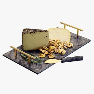 3D Food Set 10  Cheese Board with Walnuts