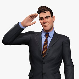 Toon Businessman in Suit Confident anime 3D model