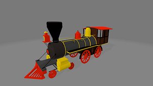 3D Low Polygon Steam Train