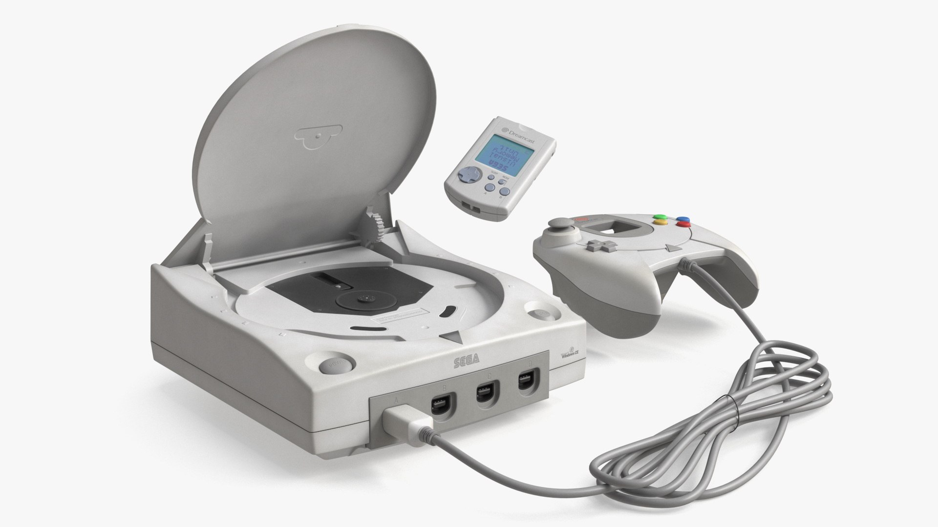 Sega Dreamcast Game Console with Controller 3D model preview