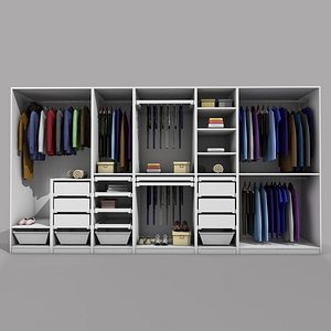 IKEA PAX WARDROBE 2 WITH CLOTHES 3D model