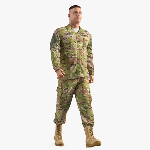 3D caucasian soldier camouflage uniform