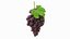 3D bunch dark grapes
