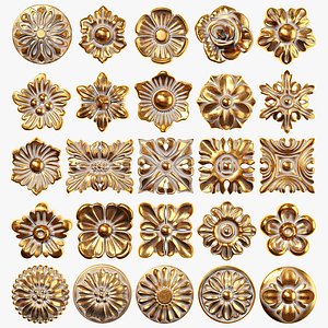 3D Collection of 25 classic rosettes model