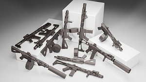 3D Stylized AR15 -20 Variations Game Ready model