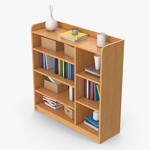 Wooden Bookshelf Set model