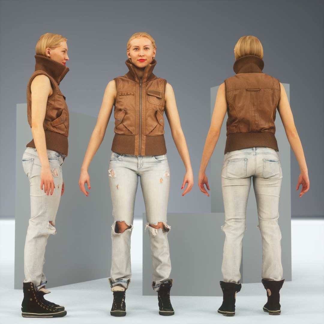 Realistic posing blonde leather jacket 3D model - TurboSquid 1451568