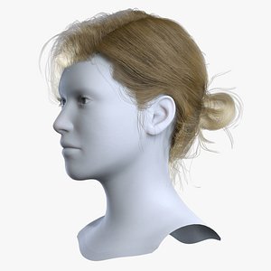 MetaHuman Compatible Messy Low Bun Hair Cards model