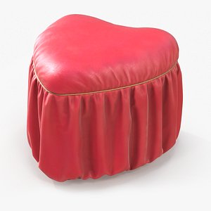 Pouf Heart Pink Leather