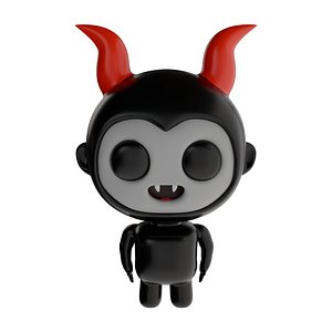 Cute devil cartoon character 3D model