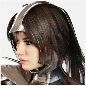 3D model Woman in Metal Armor PBR Rigged