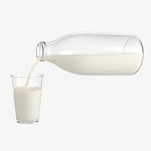 3D realistic pouring milk bottle model