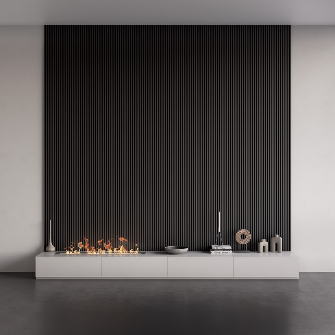 3D Decorated Wall With Biofireplace - TurboSquid 2036958