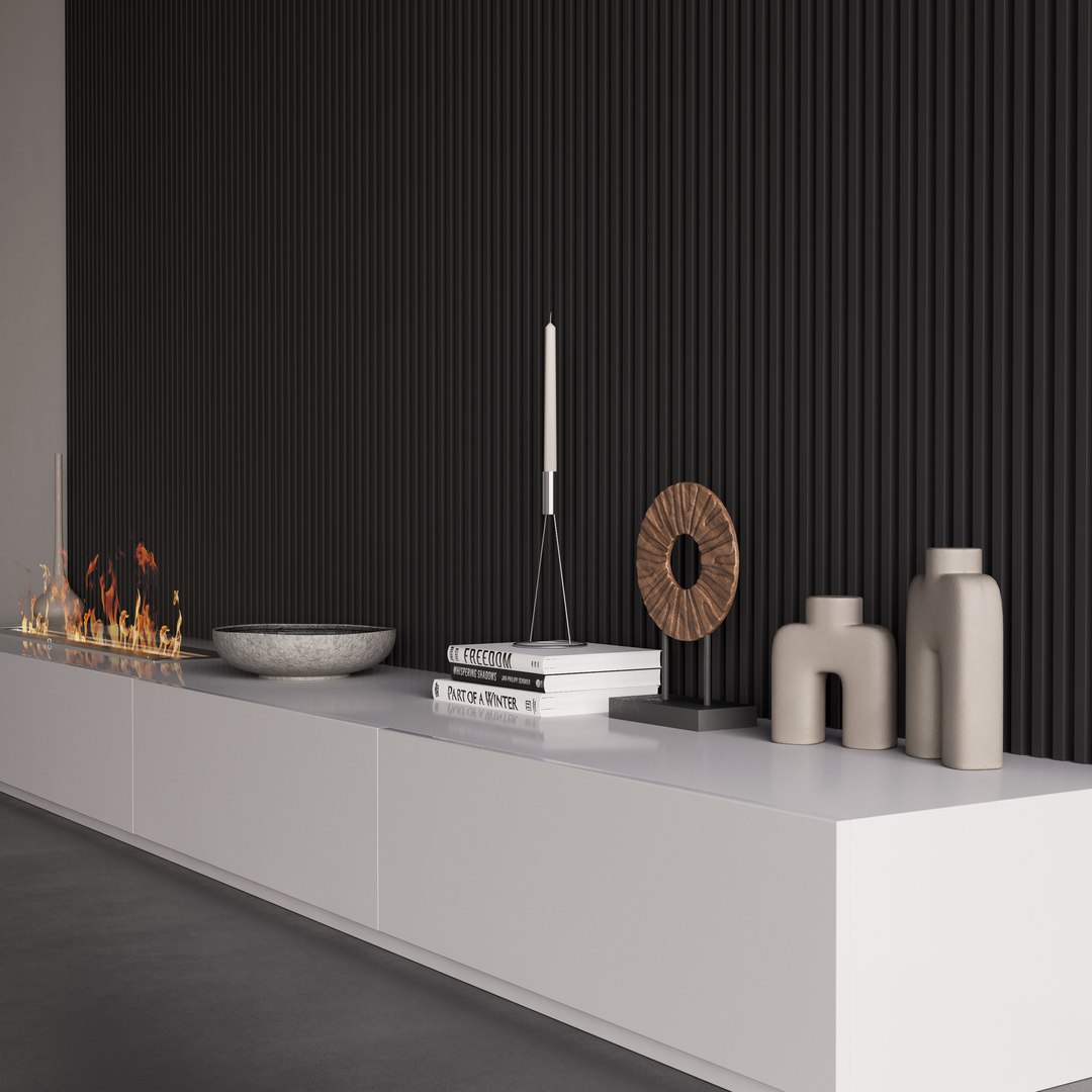 3D Decorated Wall With Biofireplace - TurboSquid 2036958