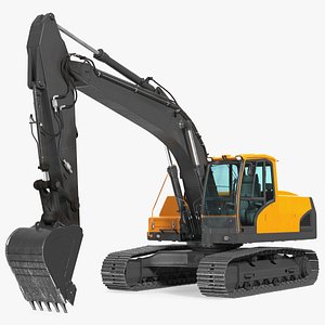 Hydraulic Tracked Medium Excavator Rigged 3D model