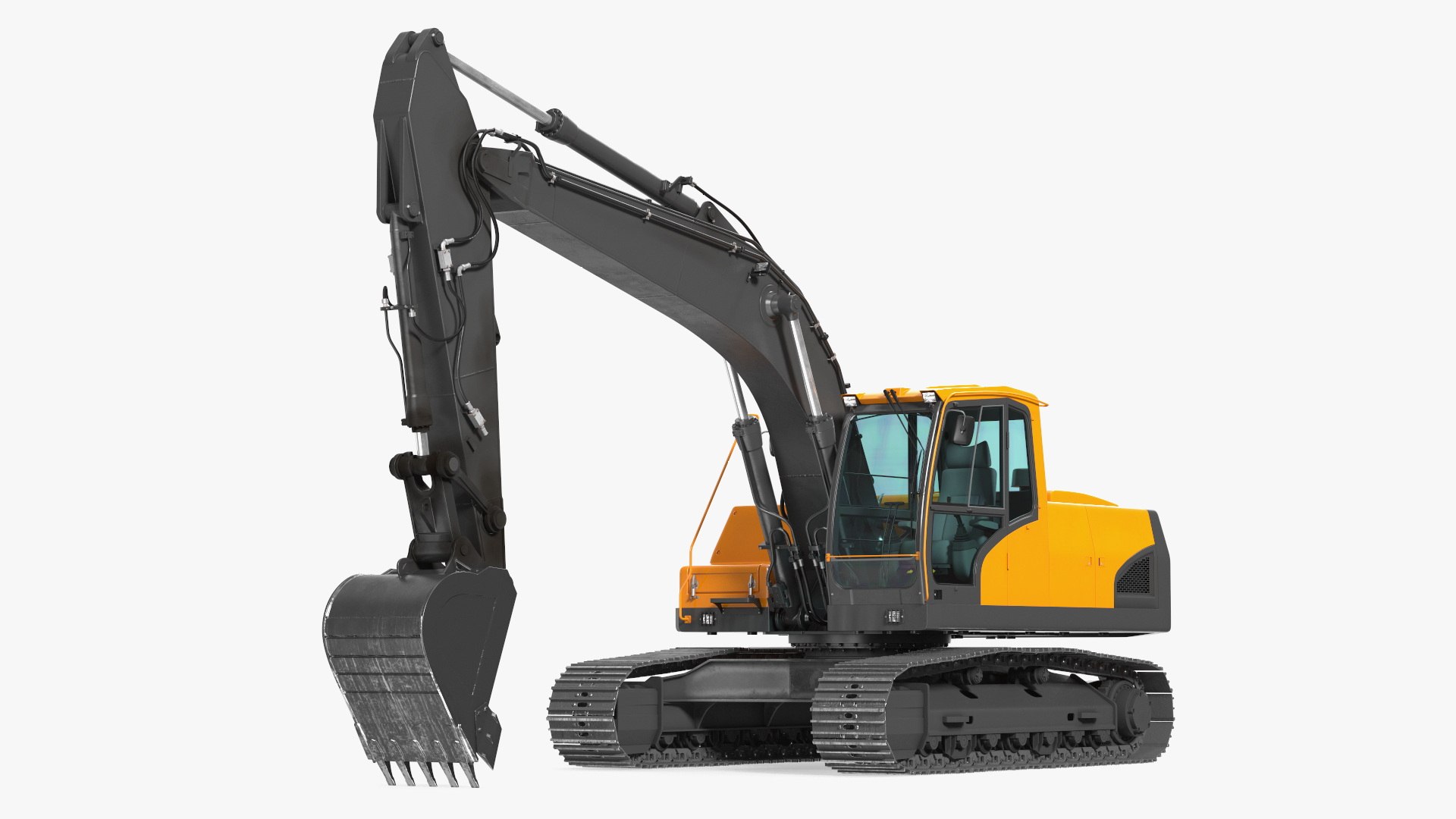 Hydraulic Tracked Medium Excavator Rigged 3D model preview