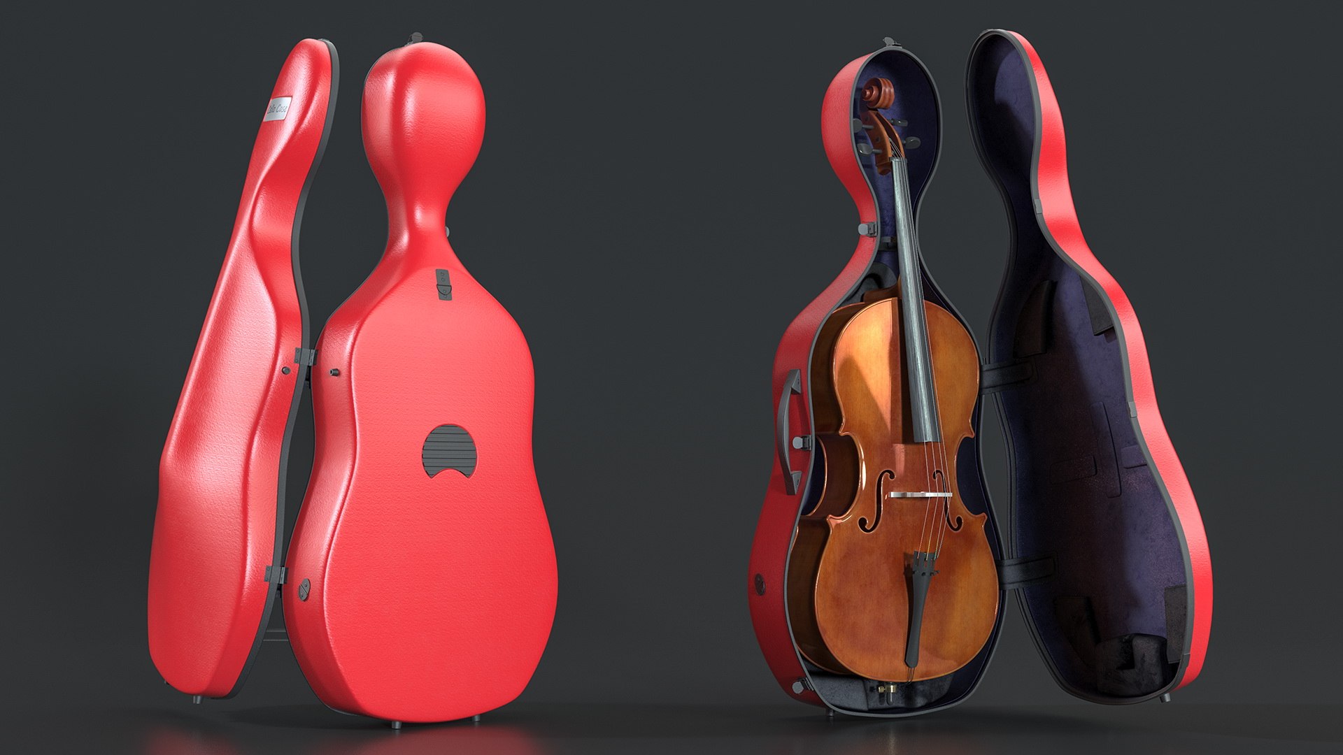 Cello Red Shell Case 3D model preview
