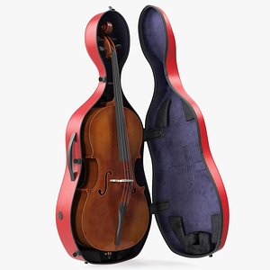3D cello red shell case model