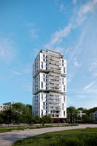 3D exterior scene with residential building