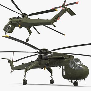 3D Military Cargo Lift Helicopter Green