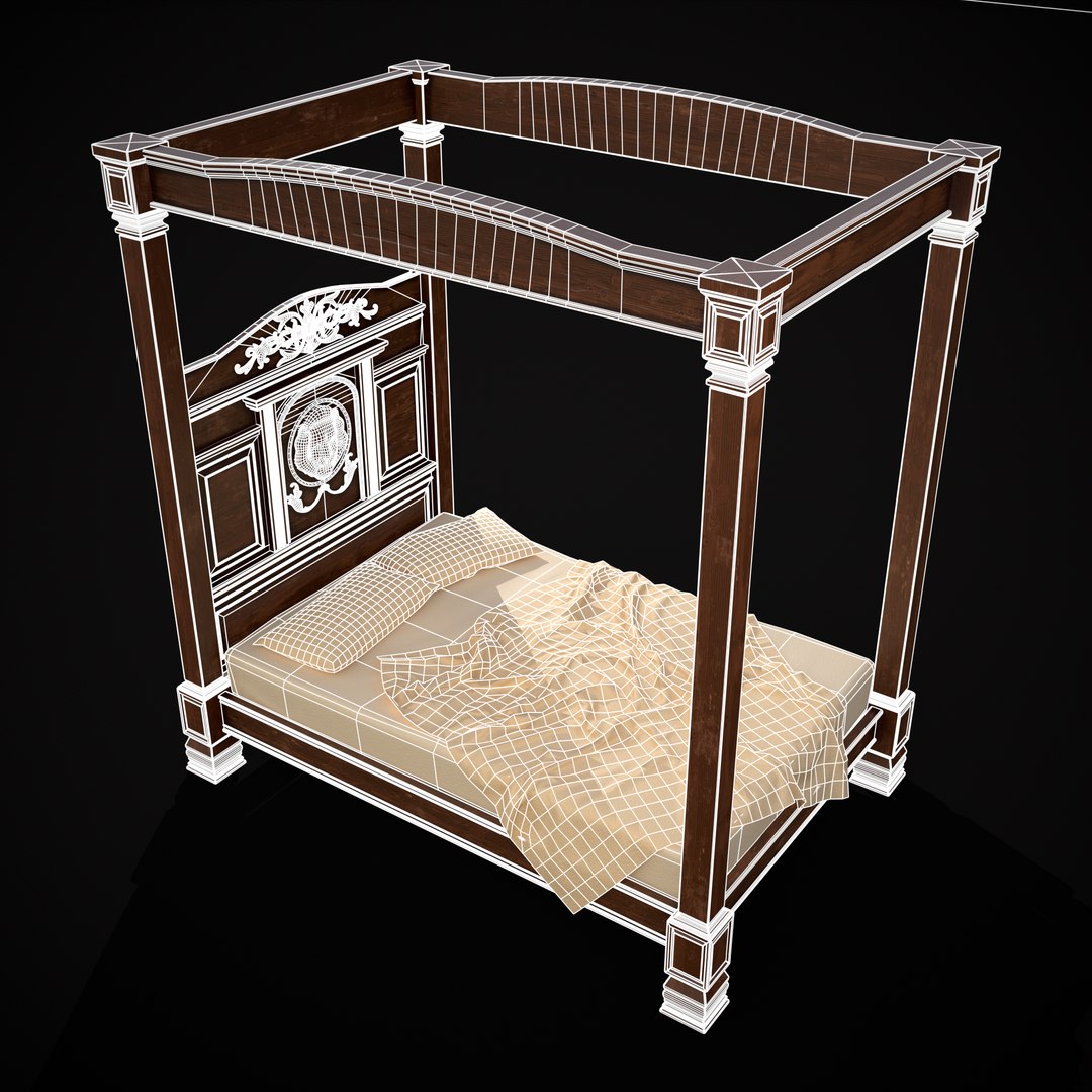 Renaissance Canopy Bed 3d Model Turbosquid 2203454