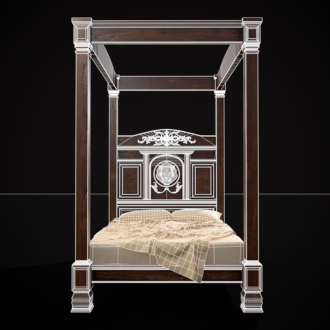 Renaissance Canopy Bed 3d Model Turbosquid 2203454