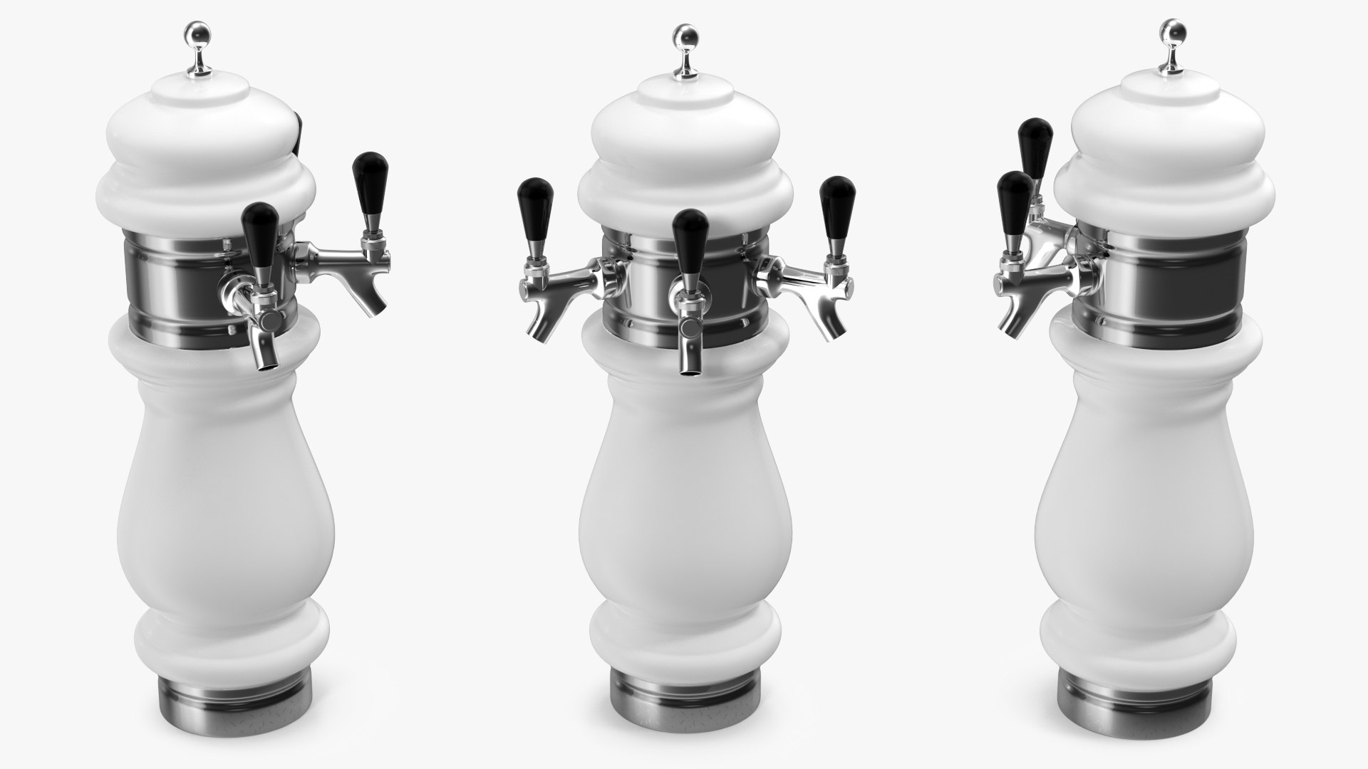 Ceramic Triple Faucet Draft Beer Tower 3D model preview