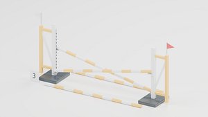 Yellow Cross Rail Show Jumping Obstacle 3D Model