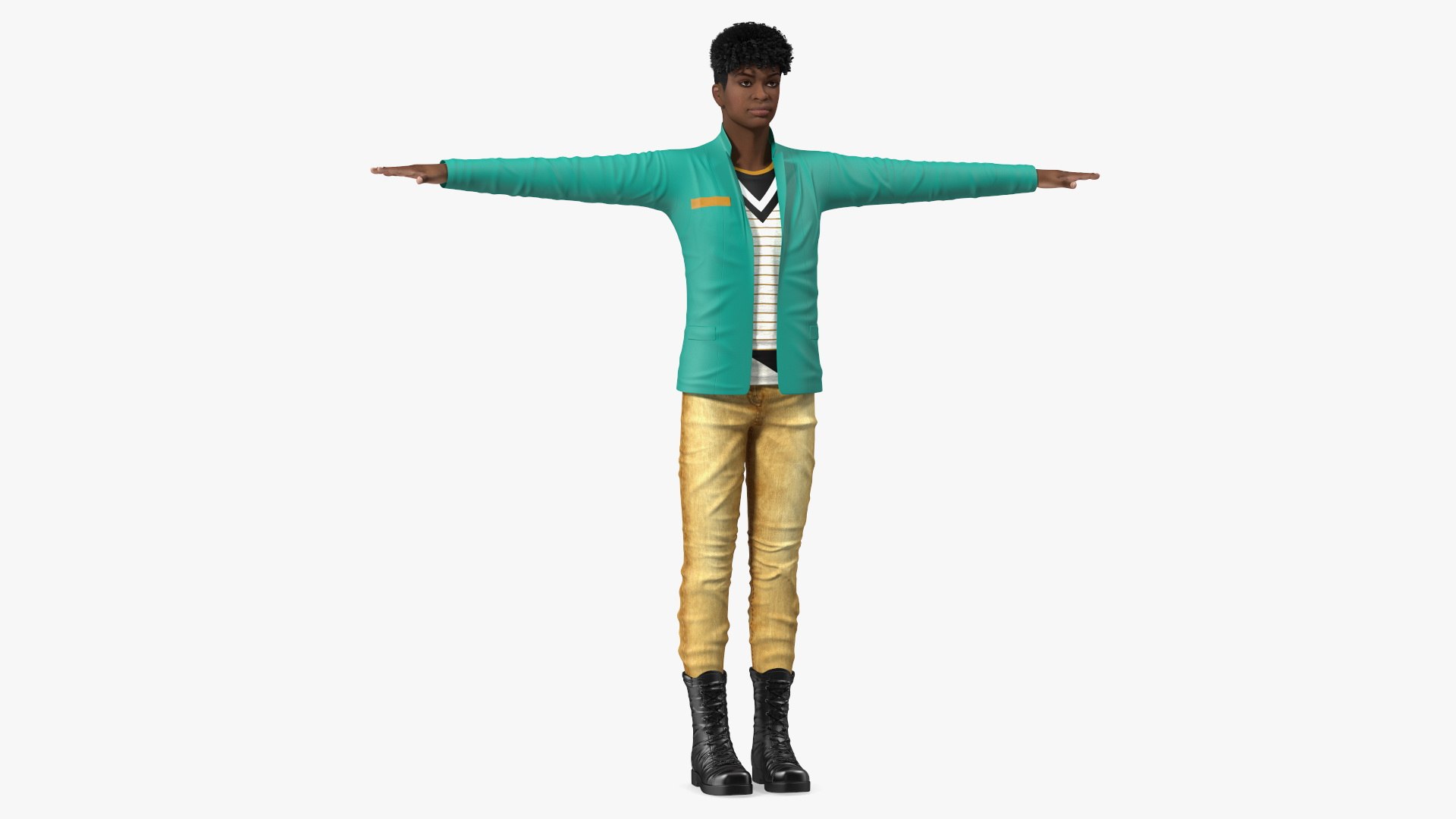 Light Skin Teenager Fashionable Style T Pose 3D model preview
