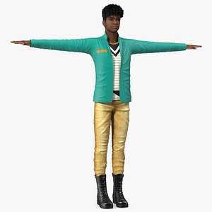 3D Light Skin Teenager Fashionable Style T Pose