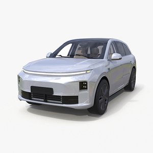 Hybrid SUV Crystal White Simplified 3D model