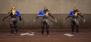 Stylized Samurai Hero  Modular 3D Character  Animations FPS  TPS Ready 3D model