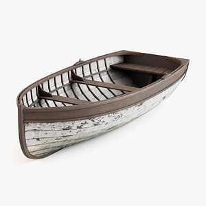 Wooden Boat - Old Used Damaged - Rowboat Whitehall Style