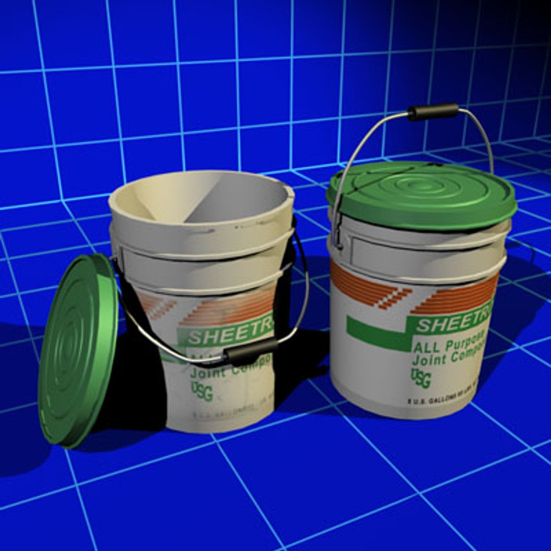 drywall mud buckets 01 3d model