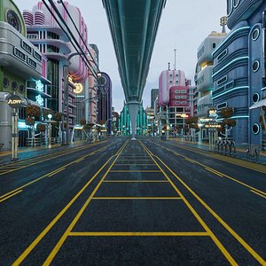 SCIFI ATOMPUNK CITY ENVIRONMENT TILEABLE LOOP 3D model