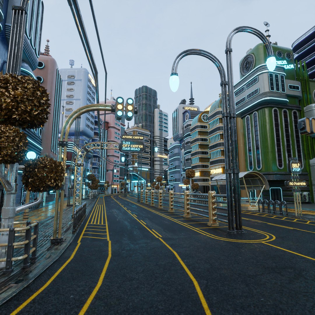 SCIFI ATOMPUNK CITY ENVIRONMENT TILEABLE LOOP 3D Model - TurboSquid 2470461
