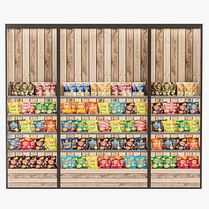 3D A display case in a supermarket with products model