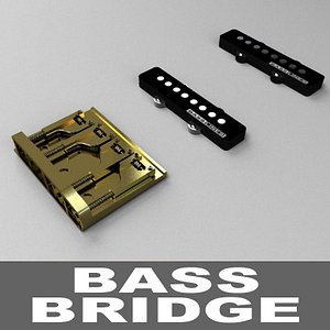 bass guitar bridge pickups 3d model