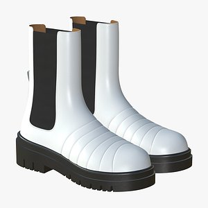 Realistic Leather Boots For Women White 3D model