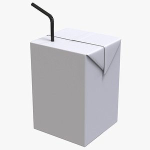 Liquid Box Packaging with Straw model