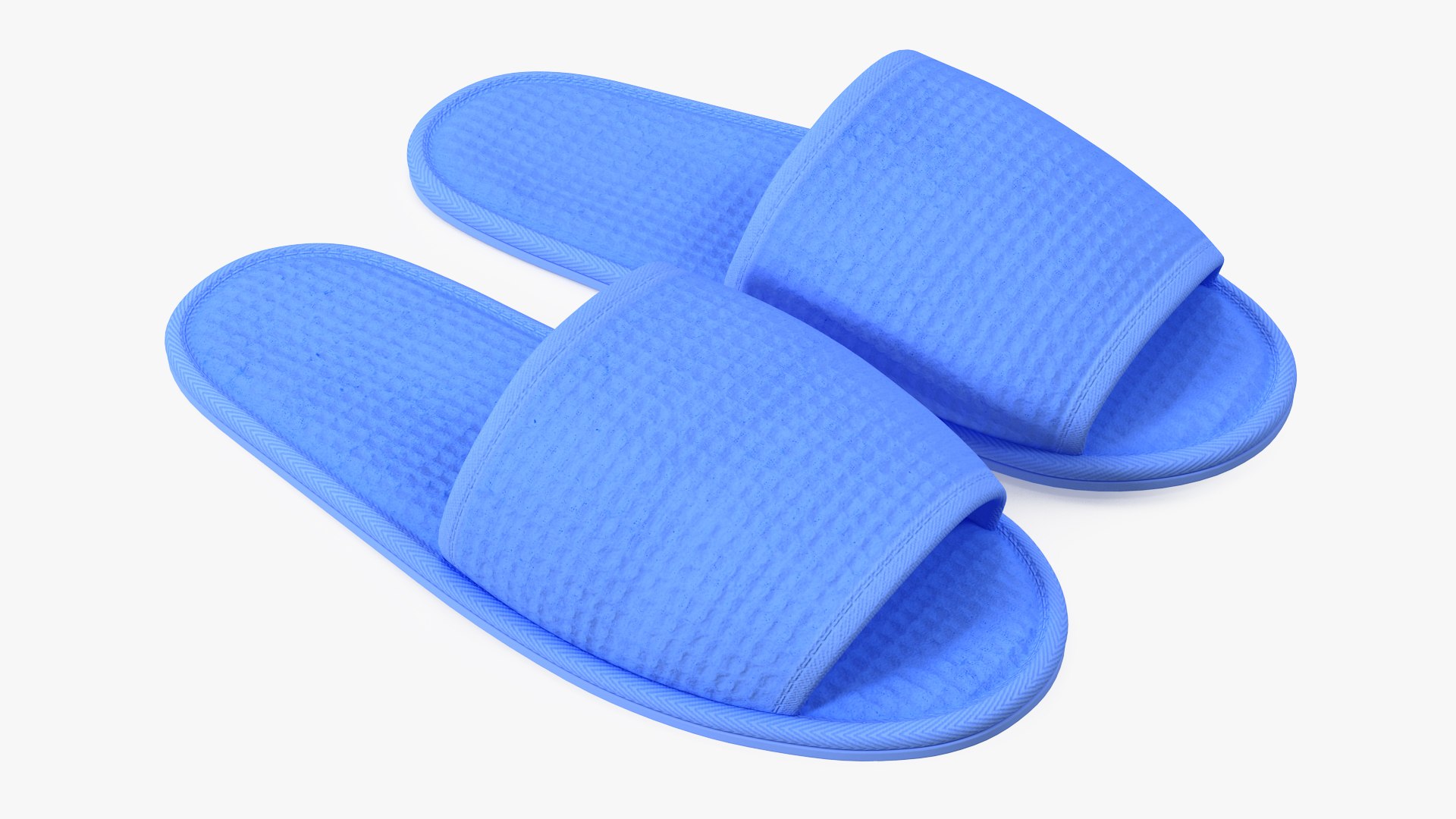 Waffled Hotel Slippers Blue 3D model preview