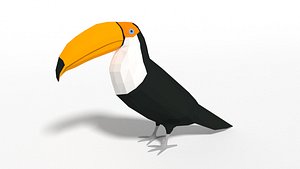 Low Poly Cartoon Toucan Bird