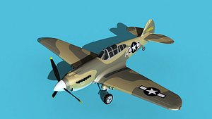 3D model Curtiss P-40B Warhawk V09 USAAF