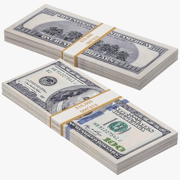 One Hundred Dollar Bills Stack 3D model