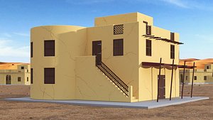Cartoon Arab House with Circular Construction