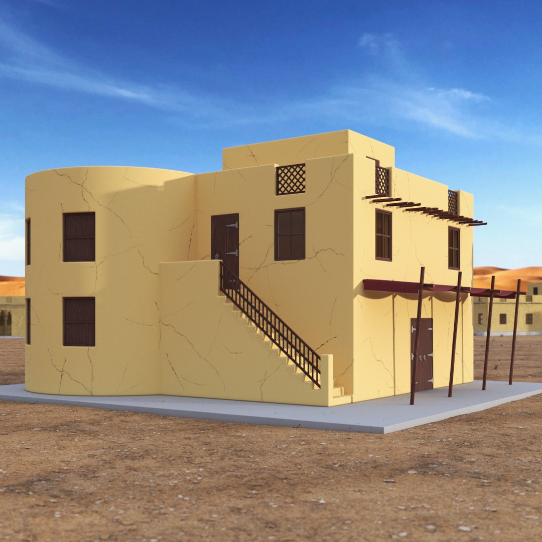 Cartoon Arab House with Circular Construction 3D model preview