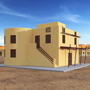Cartoon Arab House with Circular Construction