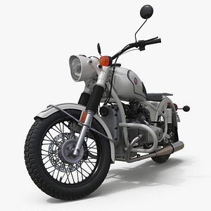 3D model White Retro Motorcycle Ural M70 Rigged